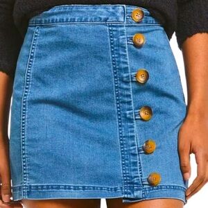 Free People Denim Button-Up Mini Skirt